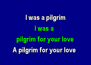 I was a pilgrim
I was a
pilgrim for your love

A pilgrim for your love