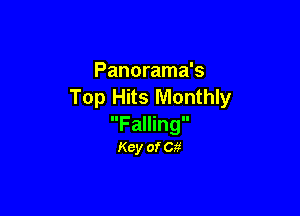 Panorama's
Top Hits Monthly

Falling
Key ofo