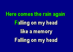 Here comes the rain again
Falling on my head
like a memory

Falling on my head
