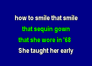 how to smile that smile

that sequin gown

that she wore in '68
She taught her early