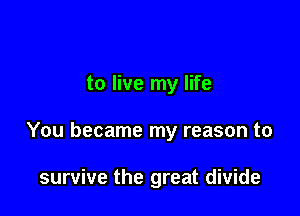 to live my life

You became my reason to

survive the great divide