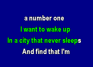 a number one
lwant to wake up

In a city that never sleeps
And find that I'm