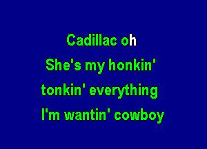Cadillac oh
She's my honkin'

tonkin' everything

I'm wantin' cowboy