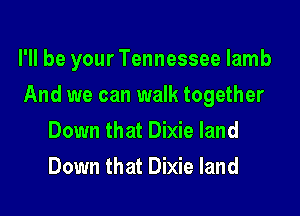 I'll be your Tennessee lamb

And we can walk together

Down that Dixie land
Down that Dixie land