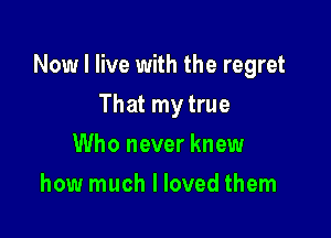 Now I live with the regret

That mytrue
Who never knew
how much I loved them