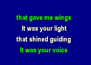 that gave me wings
It was your light

that shined guiding

It was your voice
