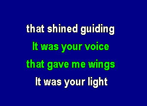 that shined guiding
It was your voice

that gave me wings

It was your light