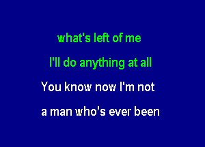 what's left of me

I'll do anything at all

You know now I'm not

a man who's ever been