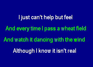 Ijust can't help but feel
And everytime I pass a wheatfleld
And watch it dancing with the wind
Although I know it isn't real