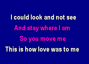 lcould look and not see

This is how love was to me