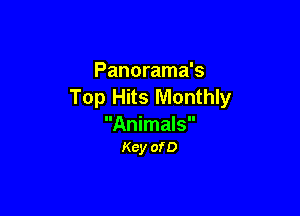 Panorama's
Top Hits Monthly

Animals
Kcy ofD