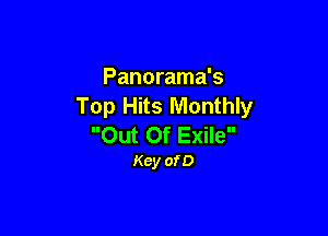 Panorama's
Top Hits Monthly

Out Of Exile
Key ofD