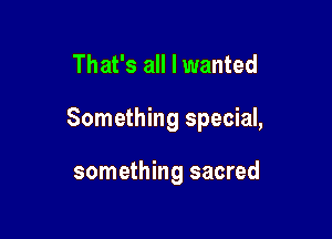 That's all I wanted

Something special,

something sacred