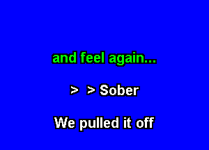 and feel again...

r, Sober

We pulled it off