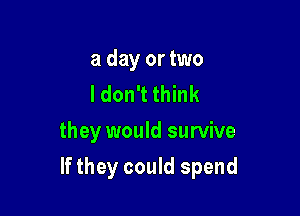 a day or two
I don't think
they would survive

If they could spend