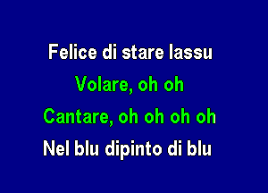 Felice di stare lassu

Volare, oh oh

Cantare, oh oh oh oh
Nel blu dipinto di blu