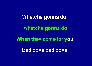 Whatcha gonna do

whatcha gonna do

When they come for you

Bad boys bad boys