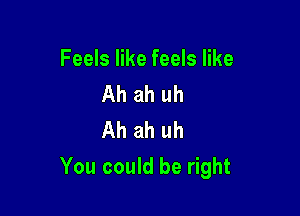 Feels like feels like
Ah ah uh
Ah ah uh

You could be right