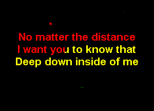 No matter the distance
I want you to know that

Deep down inside of me
