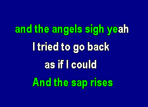 and the angels sigh yeah
ltried to go back
as if I could

And the sap rises