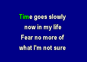 Time goes slowly

now in my life
Fear no more of
what I'm not sure