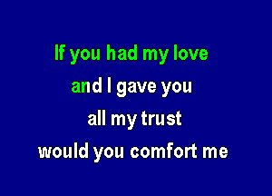 If you had my love

and I gave you
all my trust
would you comfort me