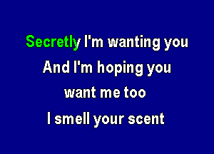 Secretly I'm wanting you

And I'm hoping you
want me too
lsmell your scent