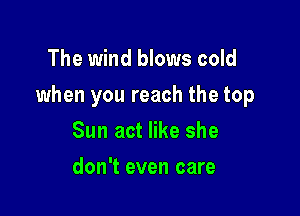 The wind blows cold

when you reach the top

Sun act like she
don't even care