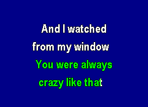 And I watched
from my window

You were always

crazy like that