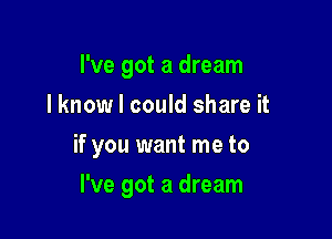 I've got a dream
I know I could share it
if you want me to

I've got a dream