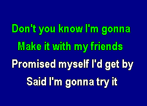 Don't you know I'm gonna
Make it with my friends

Promised myself I'd get by

Said I'm gonna try it