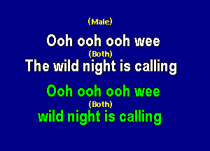 (Male)

Ooh ooh ooh wee

(Both)

The wild night is calling

Ooh ooh ooh wee

(Both)

wild night is calling