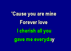 'Cause you are mine
Forever love

lcherish all you

gave me everyday