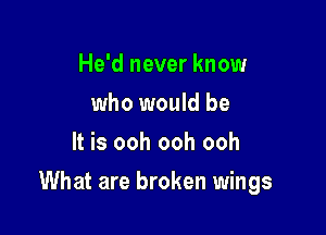 He'd never know
who would be
It is ooh ooh ooh

What are broken wings