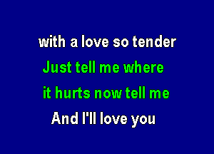 with a love so tender
Just tell me where
it hurts nowtell me

And I'll love you