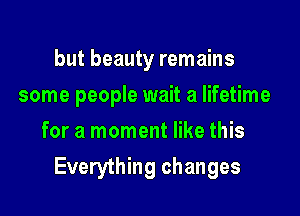 but beauty remains
some people wait a lifetime
for a moment like this

Everything changes