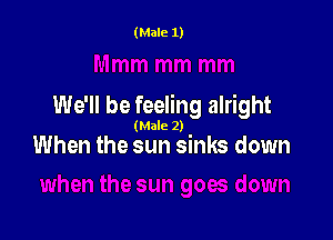 We'll be feeling alright

(Male 2)
When the sun sinks down