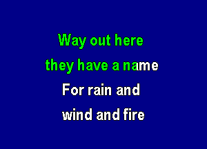 Way out here

they have a name

For rain and
wind and fire