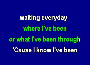 waiting everyday
where I've been

or what I've been through

'Cause I know I've been