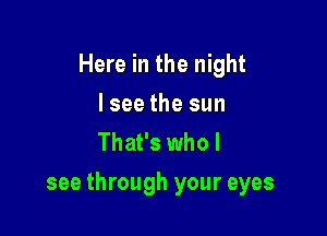Here in the night
I see the sun
That's who I

see through your eyes