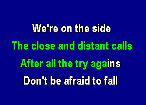 We're on the side
The close and distant calls

After all the try agains
Don't be afraid to fall