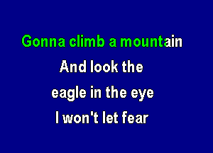 Gonna climb a mountain
And look the

eagle in the eye

lwon't let fear