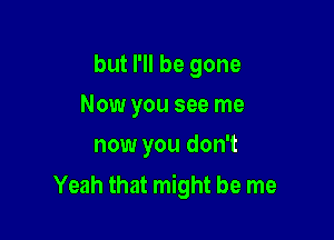 but I'll be gone

Now you see me
now you don't
Yeah that might be me