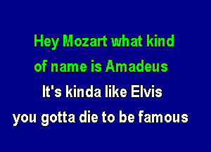Hey Mozart what kind

of name is Amadeus
It's kinda like Elvis

you gotta die to be famous