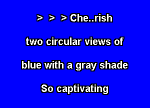 ? '5' ?' Che..rish
two circular views of

blue with a gray shade

So captivating