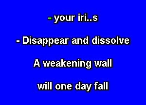 - your iri..s

- Disappear and dissolve

A weakening wall

will one day fall