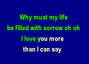 Why must my life
be filled with sorrow oh oh
I love you more

than I can say