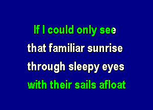 If I could only see
that familiar sunrise

through sleepy eyes

with their sails afloat