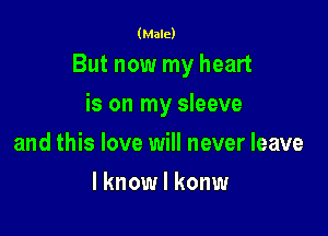 (Male)

But now my heart

is on my sleeve
and this love will never leave
I know I konw
