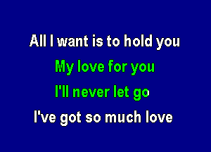 All I want is to hold you
My love for you

I'll never let go

I've got so much love